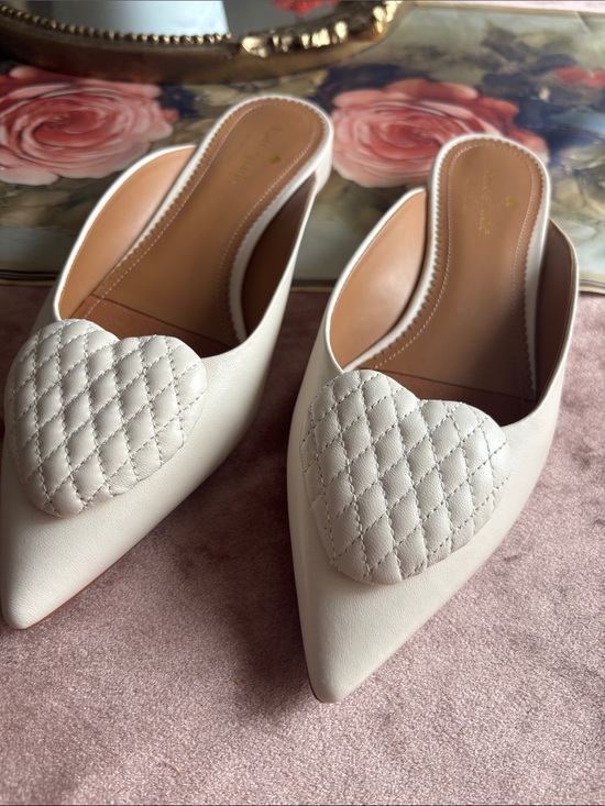 kate spade Shoes - kate spade Cream Quilted Heart Pointed-Toe Mules